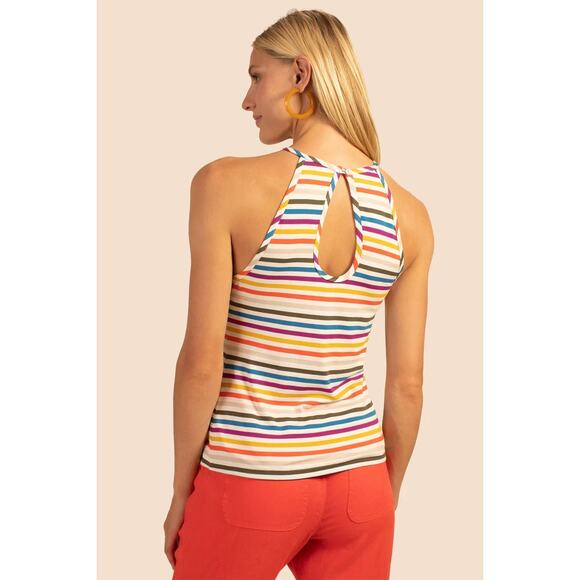 Trina Turk Flora Vista Stripe Tank Top Cut Out Back Multicolor XS NWT - Picture 2 of 7